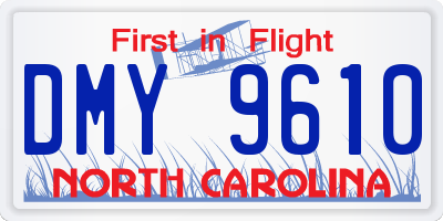 NC license plate DMY9610