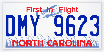 NC license plate DMY9623