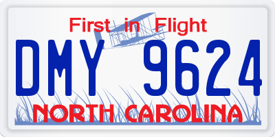 NC license plate DMY9624
