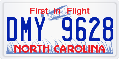 NC license plate DMY9628