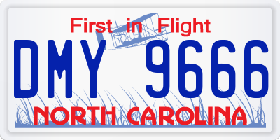 NC license plate DMY9666