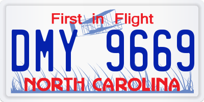 NC license plate DMY9669