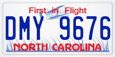 NC license plate DMY9676