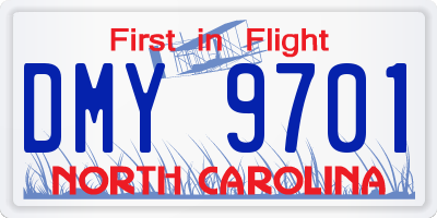 NC license plate DMY9701