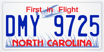 NC license plate DMY9725