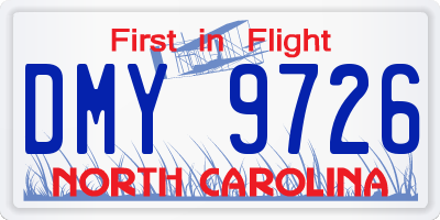 NC license plate DMY9726