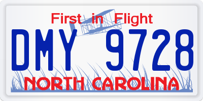 NC license plate DMY9728
