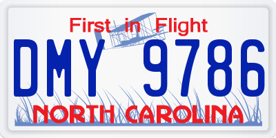 NC license plate DMY9786