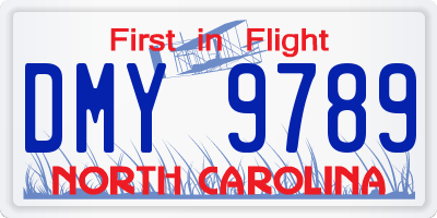 NC license plate DMY9789