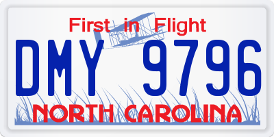NC license plate DMY9796