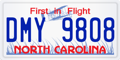 NC license plate DMY9808