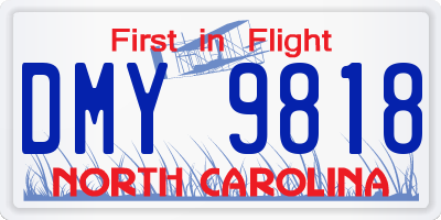 NC license plate DMY9818