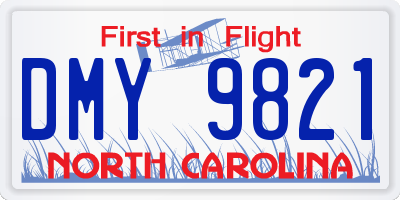 NC license plate DMY9821
