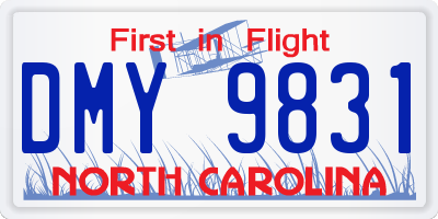 NC license plate DMY9831