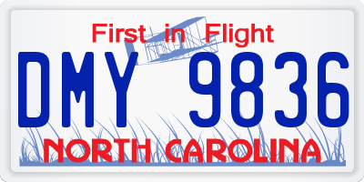 NC license plate DMY9836