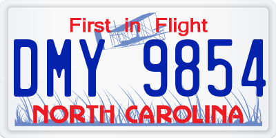 NC license plate DMY9854