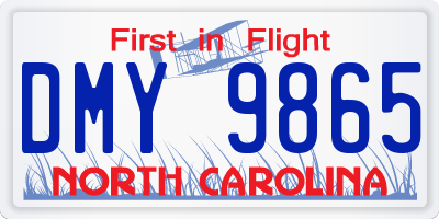 NC license plate DMY9865