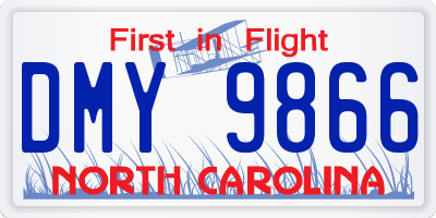 NC license plate DMY9866