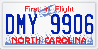 NC license plate DMY9906