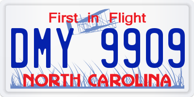 NC license plate DMY9909
