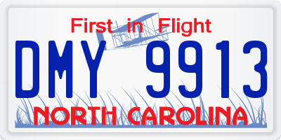 NC license plate DMY9913