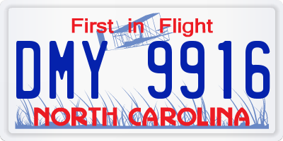 NC license plate DMY9916