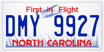 NC license plate DMY9927