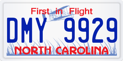 NC license plate DMY9929