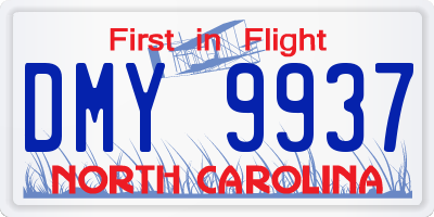 NC license plate DMY9937