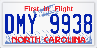 NC license plate DMY9938