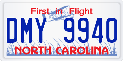 NC license plate DMY9940