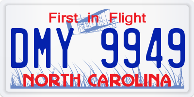 NC license plate DMY9949