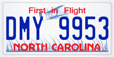 NC license plate DMY9953