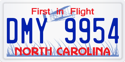 NC license plate DMY9954