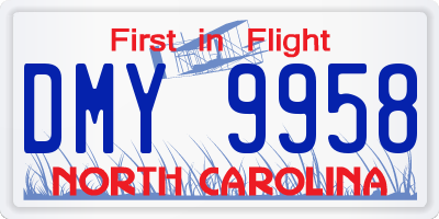 NC license plate DMY9958