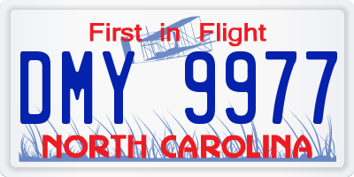 NC license plate DMY9977