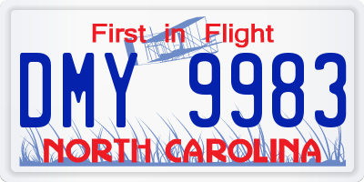 NC license plate DMY9983