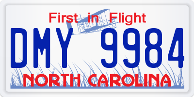 NC license plate DMY9984