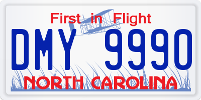 NC license plate DMY9990