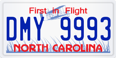 NC license plate DMY9993