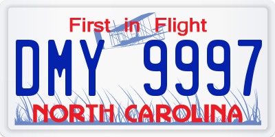 NC license plate DMY9997