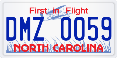 NC license plate DMZ0059