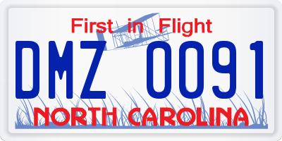 NC license plate DMZ0091