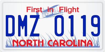 NC license plate DMZ0119