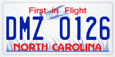 NC license plate DMZ0126