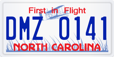 NC license plate DMZ0141