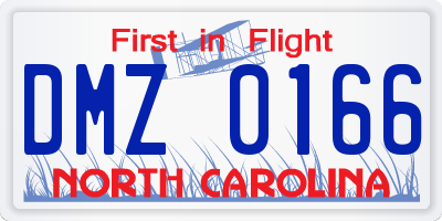 NC license plate DMZ0166