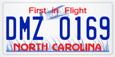 NC license plate DMZ0169