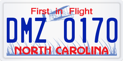 NC license plate DMZ0170