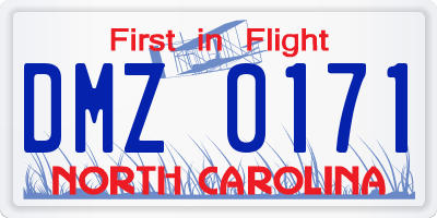 NC license plate DMZ0171